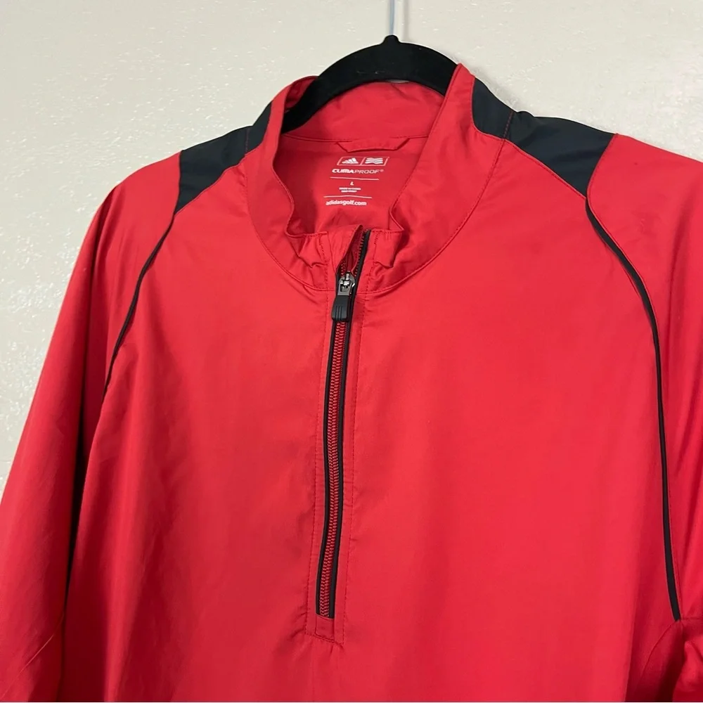 Men's L Adidas Climaproof Windbreaker Jacket Red‎ Size Large